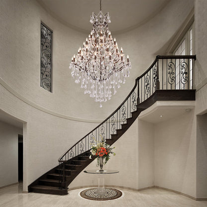 HUANXISHA 42 Lights Large Crystal Chandeliers for High Ceilings Maria Theresa Chandelier Light Fixture Vintage Chandelier for Foyer Hallway Entryway Staircase Brown 75" H x 49.2" D