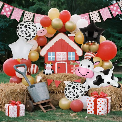 Big Cow Foil Balloons Giant Cow Shape Mylar Balloon Baby Shower Girl Boy One 1st 2nd Birthday Decoration Barnyard Farm Animal Western Cowboy Theme Party Decor Supplies 5 Pcs