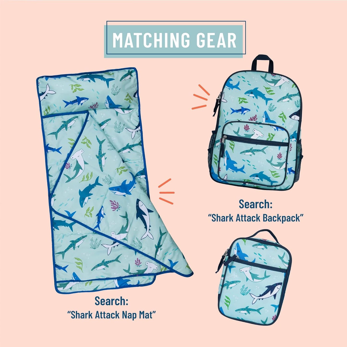 Wildkin Day2Day Kids Lunch Box, Insulated & Easy Access for School & Travel - Shark Attack