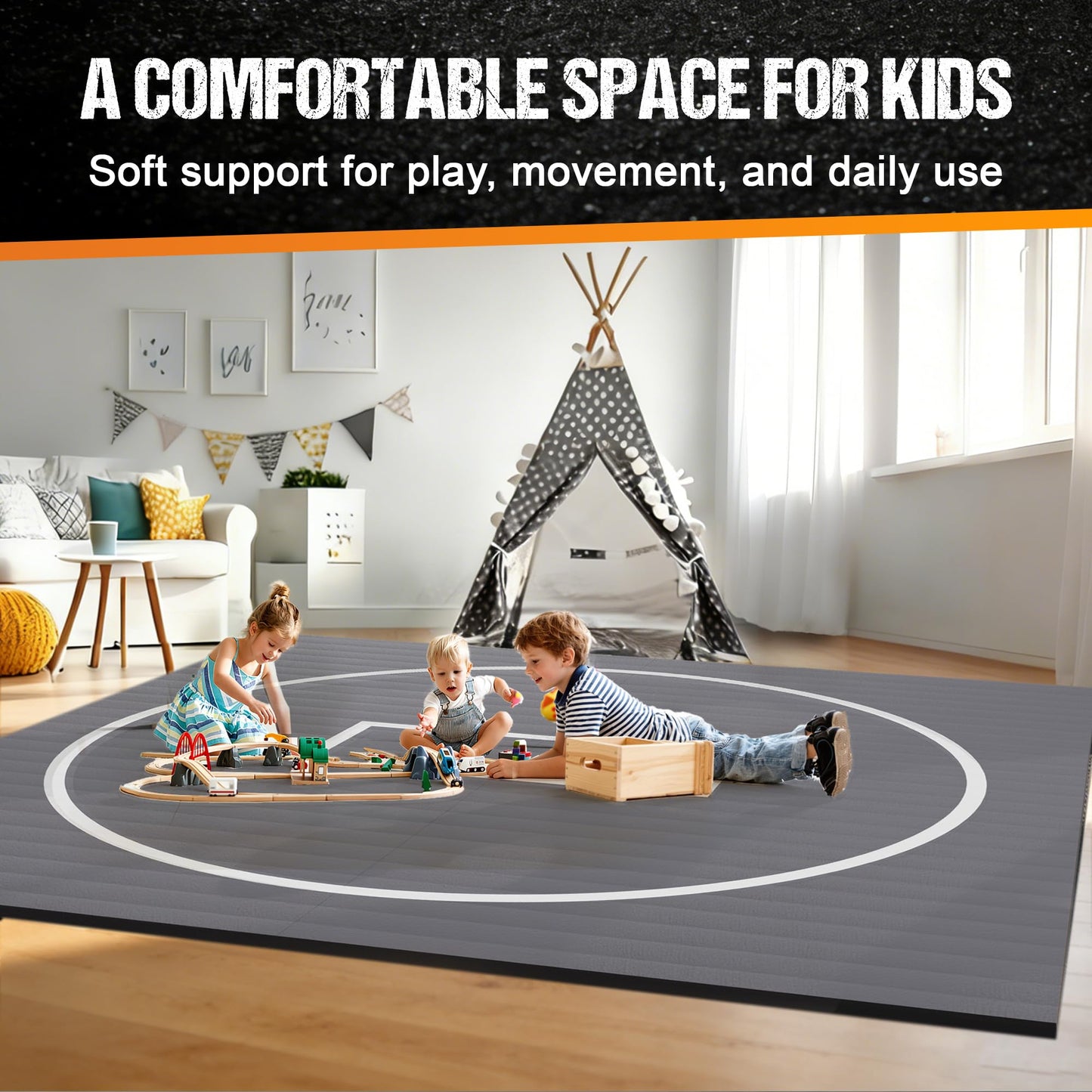 GianToucan Wrestling Mat for Home, ８’x ８’x 1.25” Grappling Mat for Wrestling, MMA, BJJ, Jiu Jitsu, Judo, Gym, Roll-Up Wrestling Practice Mat for Kids & Adults，Easy to Clean Indoor/Outdoor, Gray