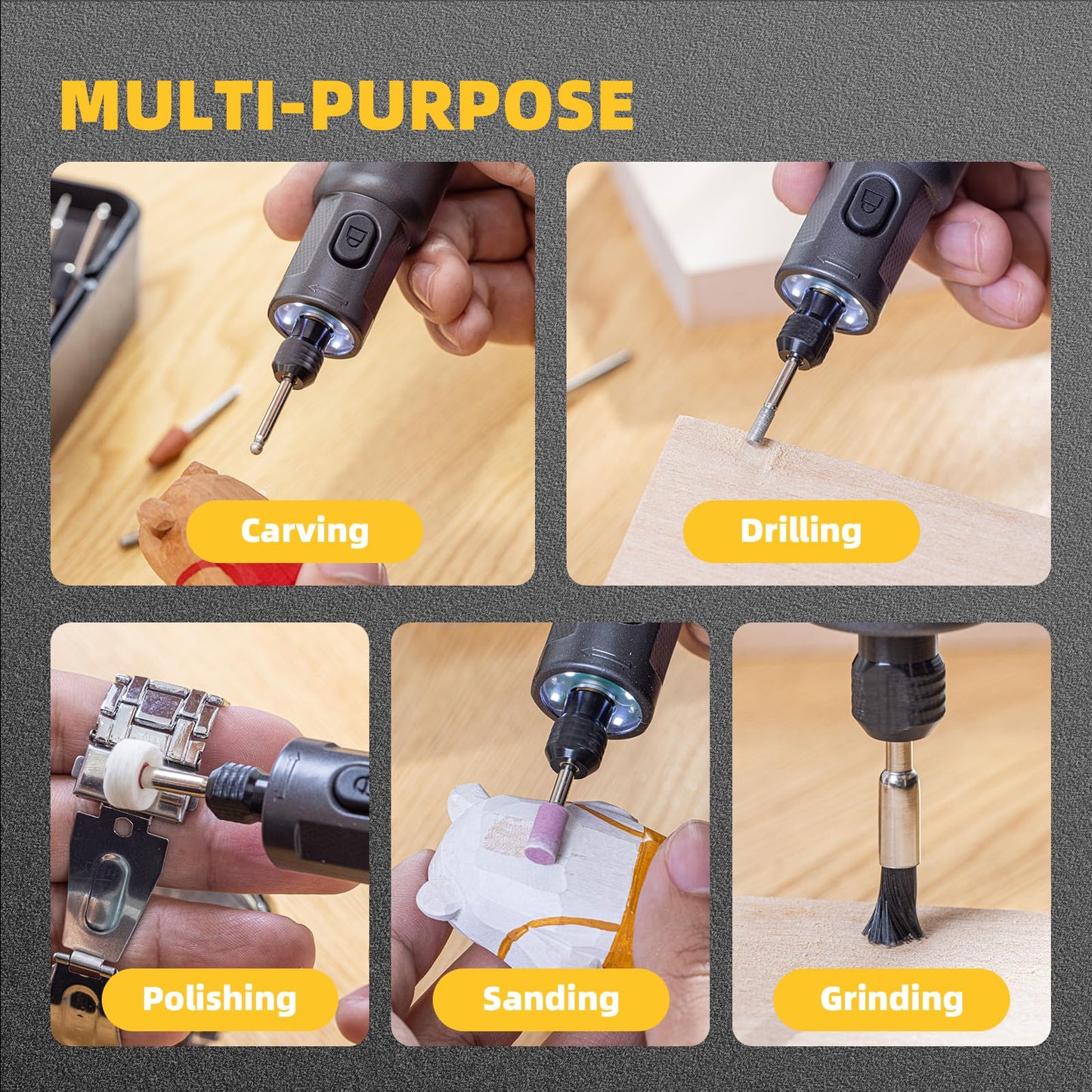 STEELITE Mini Cordless Rotary Tool, 6-Speed Rotary Tool Kit with 50 Accessories, Multi-Purpose and USB Charging 3.7V Power Rotary Tool for Engraving, Sanding, Polishing, Drilling, Etching, DIY Crafts