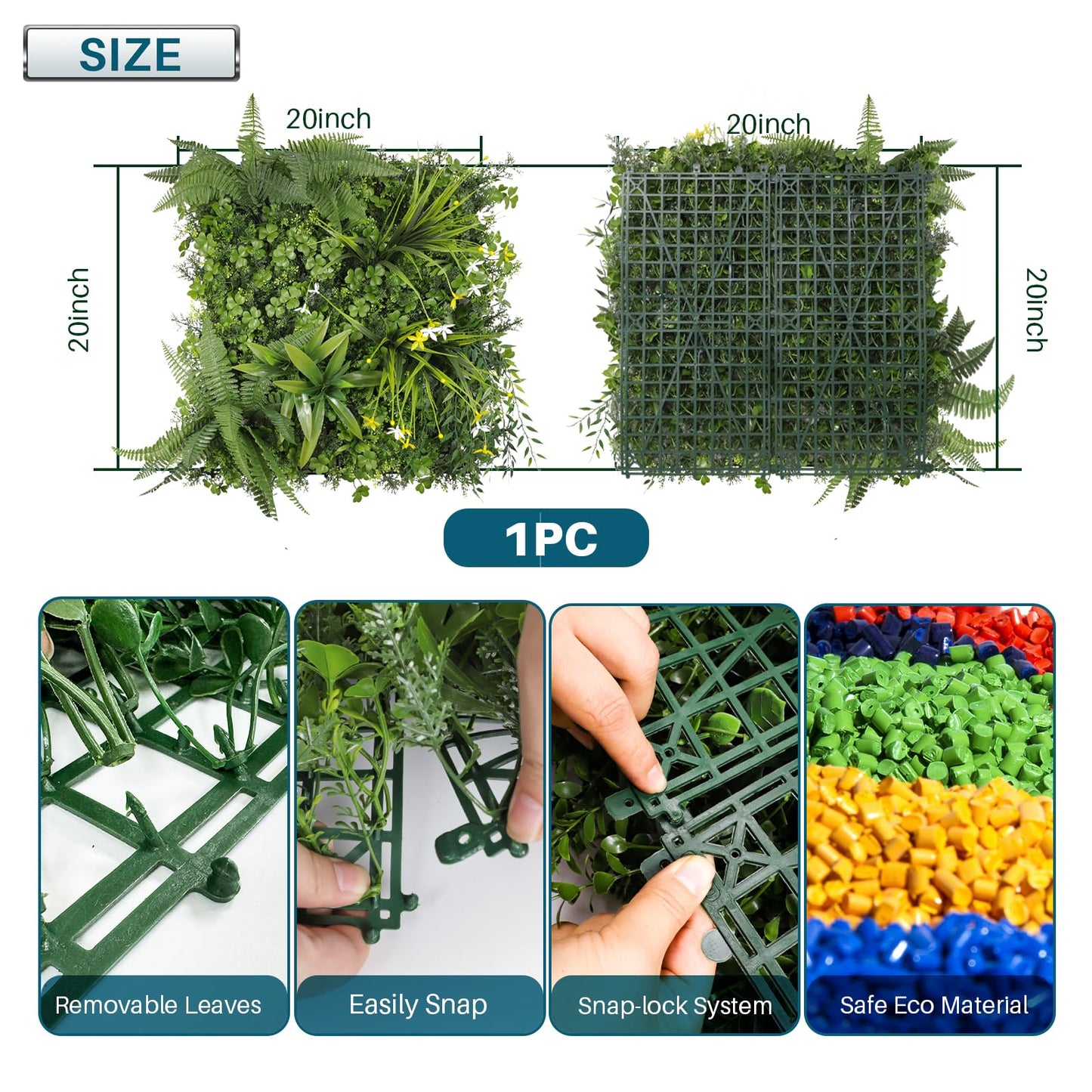 COARBOR 16 Packs 20" x 20" Artificial Boxwood 3D Panels Faux Ivy Fence Privacy Topiary Hedge Plant Fence Grass Wall Panels Backdrop for Balcony Patio Outdoor Indoor, White Yellow Flower