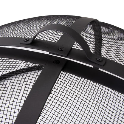 SUNCREAT Heavy-Duty Fire Pit Screen, Steel Mesh Round Spark Screen with Handle, 35 Inch