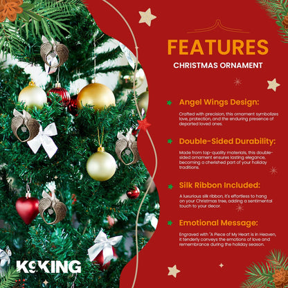 Angel Wings Christmas Ornaments by [Brand Name] - Double-Sided Memorial Ornament with Luxurious Silk Ribbon & Gift Bag