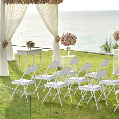 VINGLI 20 Pack Folding Chairs with Padded Seats, Metal Frame with Pu Leather Seat & Back, Capacity 350 lbs, White
