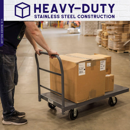 BISupply Flat Dolly Cart with Wheels Heavy Duty 36 x 72 Inch Cart - 2000lb Capacity Flatbed Hand Truck