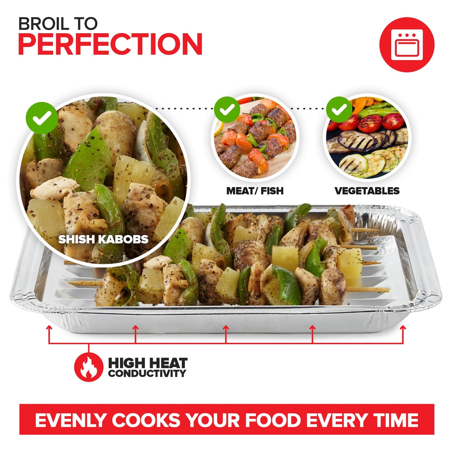 Stock Your Home Disposable Aluminum Foil Broiler Pan for Oven (25 Pack) Sheet Pans for Grilling, Roasting Rack, Trays with Ribbed Surface for BBQ Grill-Like Texture