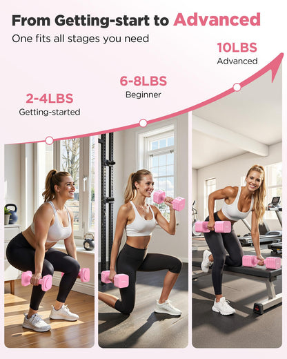 FEIERDUN 5-in-1 Adjustable Dumbbell Set of 2, 20LBS/10LBS Hand Weights for Women, 1s-Adjust Dual-Stable Dumbbell Set for Women Home Gym & Outdoor