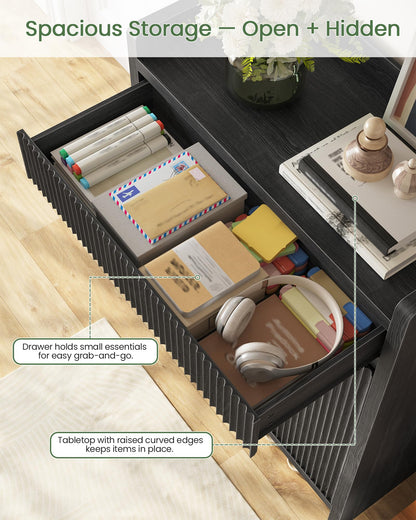 CHOEZON Shoe Storage Cabinet, 44.8" Tall Large Shoe Cabinet, Shoe Storage Organizer for Entryway, Fluted Shoe Cabinet with Drawer & Adjustable Shelves, Mid-Century, for Hallway, Charcoal Gray MSC03TH