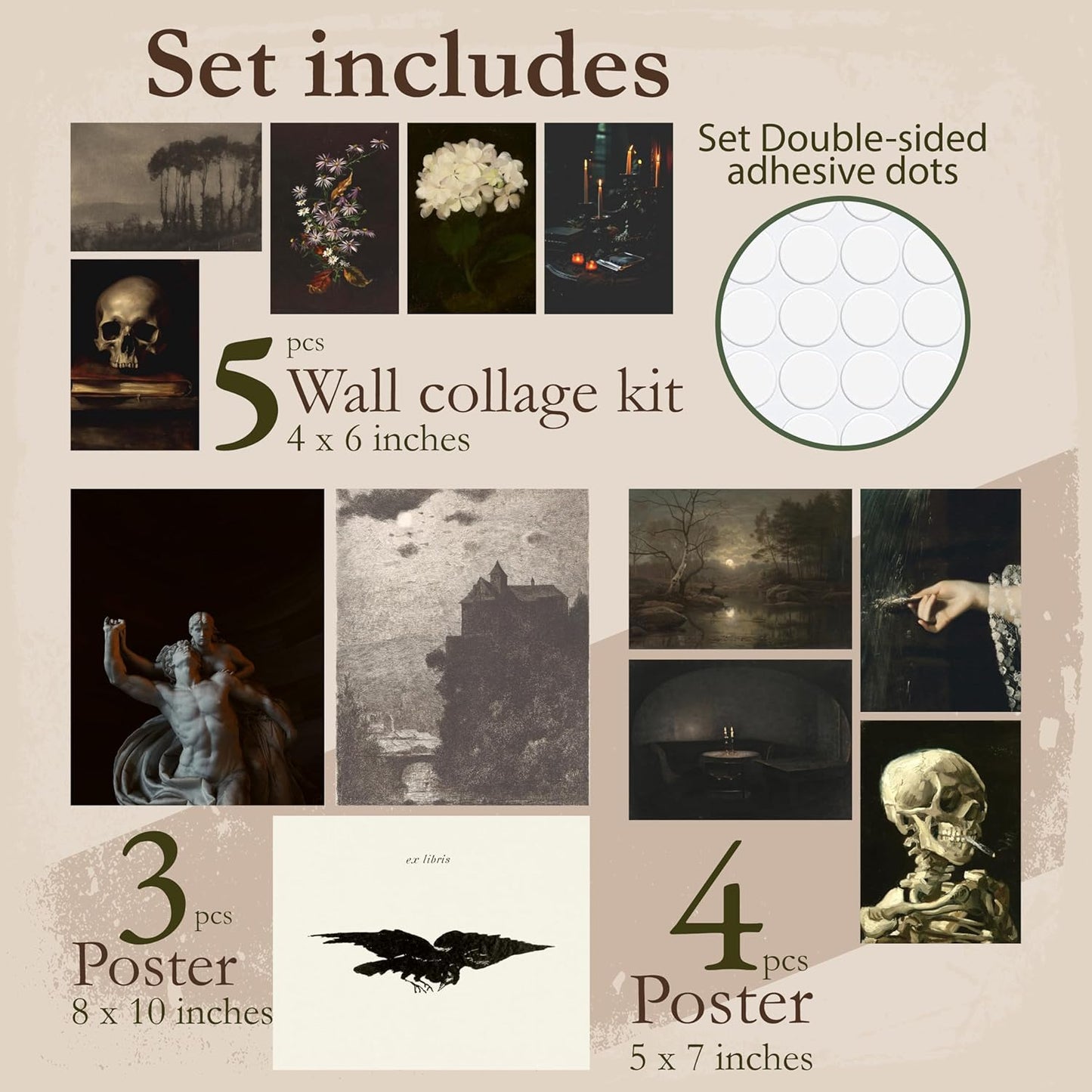 Dark Academia Room Decor, 97 Decor Gothic Home Decor, Moody Halloween Aesthetic Pictures, Creepy Posters for Bedroom