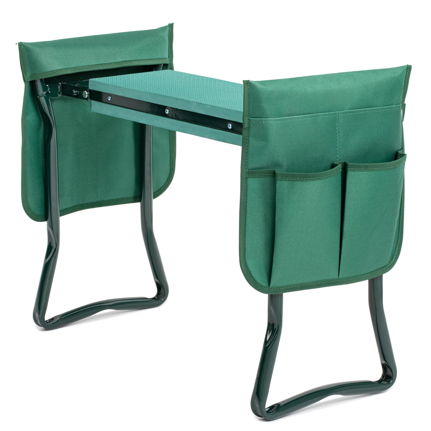 YSSOA New Garden Kneeler and Seat, with Sturdy Soft EVA Foam Pad, Hold Up to 330lb, Foldable Kneeling Bench, with 2 Tool Pouch for Gardening, Fishing, Camping, Green, Arbor Day Gift