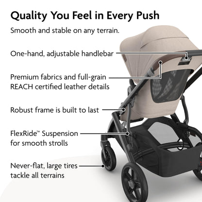 UPPAbaby Vista V3 Convertible Single-to-Double Stroller for Baby & Toddler, 30+ Configurations, Car Seat Compatible, All-Wheel Suspension, XL Basket – Ada (Sandstone Mélange/Carbon Frame)