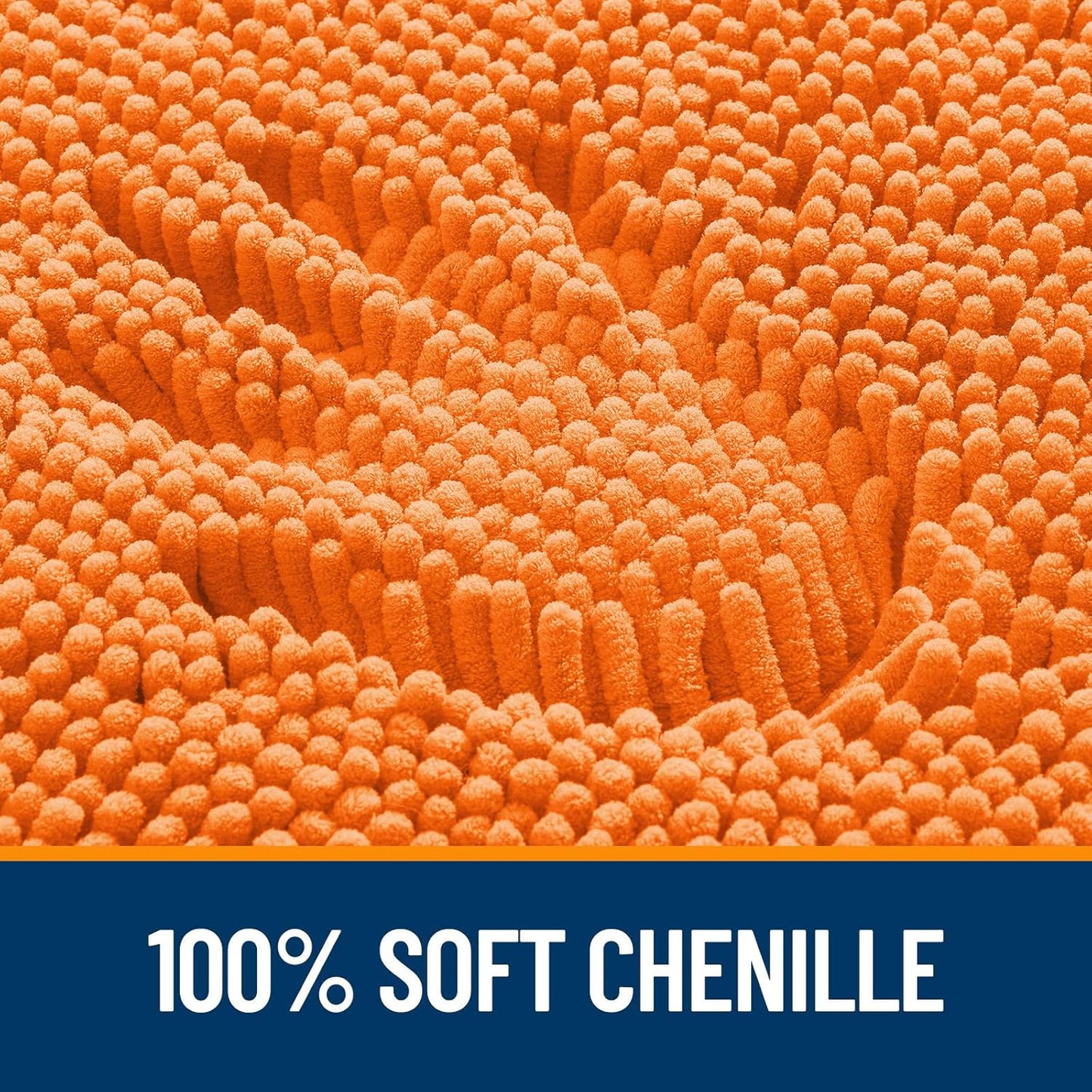 OLANLY Small Bathroom Rugs - Extra Soft Chenille Bath Mats | Quick-Dry, Machine Washable, 24x16, Orange