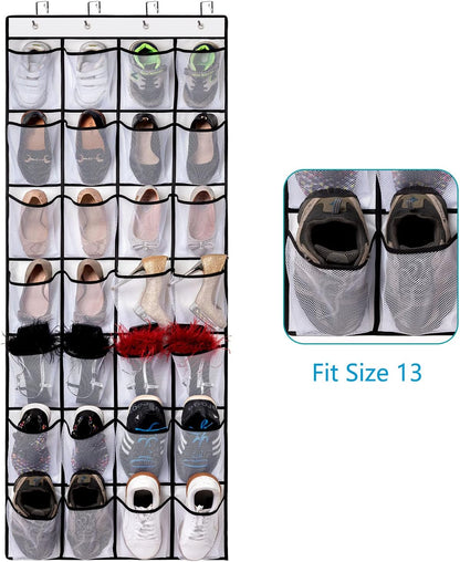 28 4 REGELETO Large Pocket Over the Door Shoe Organzier, Hanging Shoe Rack for Door Large Capacity Shoe Organizer