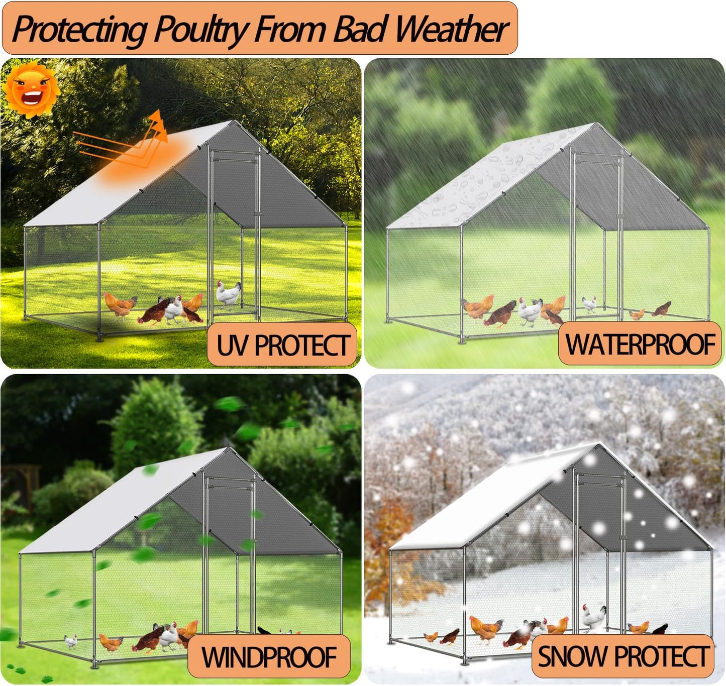 11.3 6.3 (1 Pack) Chicken Coop Cover Waterproof and UV, * FT Chicken Run Cover for Winter with Ball Bungees Cords