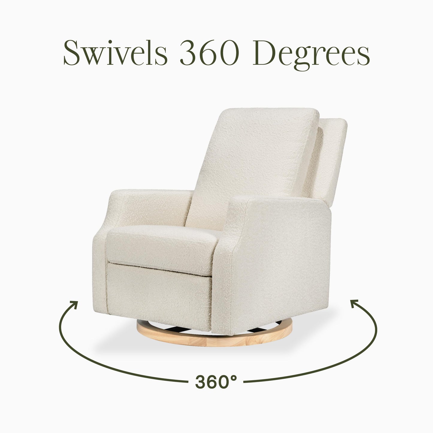 Namesake Crewe Glider Recliner Nursery Chair - GREENGUARD Gold & Certi-PUR US Certified Rocker Recliner - Glider Rocking Chair for Nursery & Living Room - Manual, 360° Swivel, Ivory