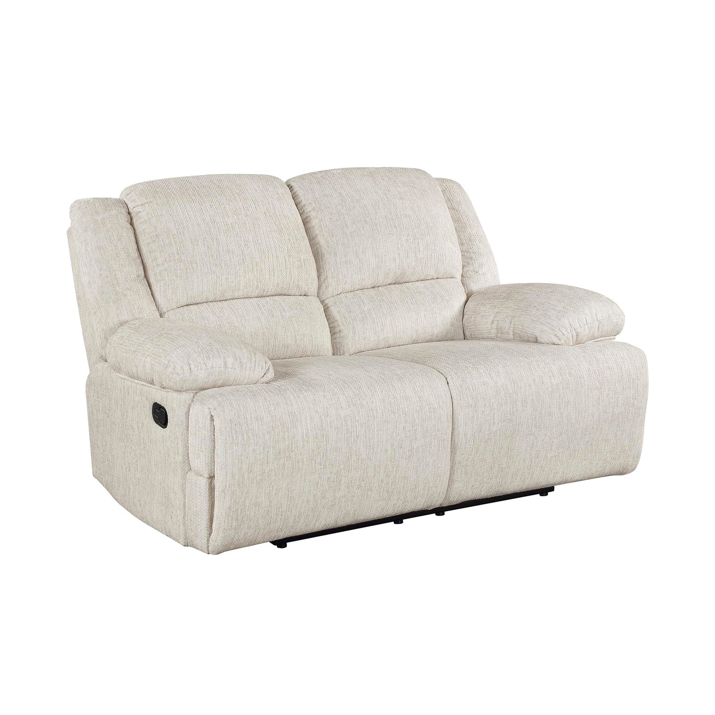 Lexicon Manual Double Reclining Loveseat, Textured Microfiber Wall Hugger Recliner Loveseat, Pillow Top Arms, 2 Seater Couch for Living Room/Theater Seating/Apartment, Easy Assembly, Vanilla Beige