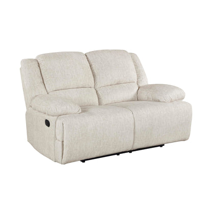 Lexicon Manual Double Reclining Loveseat, Textured Microfiber Wall Hugger Recliner Loveseat, Pillow Top Arms, 2 Seater Couch for Living Room/Theater Seating/Apartment, Easy Assembly, Vanilla Beige
