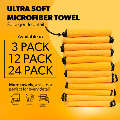 Chemical Guys Professional Grade Premium Microfiber Towels for Cars, Gold, 16" x 16", Ultra-Soft and Scratch-Free Car Detailing Cloths for Trucks, Motorcycles, and More - 12 Pack
