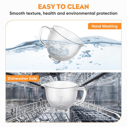 Cofun Glass Mixer Bowl for Kitchenaid Tilt-Head Stand Mixers 4.5-5 Quart, 5 qt Mixing Bowl Replacement for Kitchen aid with Measurement Markings,Handle