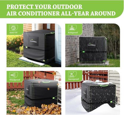 UIRWAY Air Conditioner Covers, Heavy Duty Outdoor Waterproof AC Protection Cover for Universal Square Units
