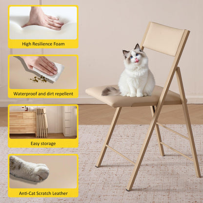 VASTATIO Folding Dining Chairs and Table Set, Space-Saving Dining Table and 2 Padded Steel Frame Folding Chairs(Wood), Drop Leaf Dining Table with Extra Large Storage Space and 2 Drawers