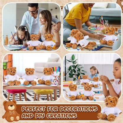 Blueweenly 60pcs 15 Set Make Your Own Stuffed Animal Kit Including 9.84 Inches Velvet Animal T Shirt 12 Colors Pens and Thank You Card DIY Stuffed Plush Gift for Arts Crafts(White)
