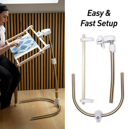 Daylight Company Stitchsmart Stand, Adjustable Embroidery Hoop Stand, Rotated Cross Stitch Stand, Hoop Holder, Hands Free Needlework Stand for Art Craft Sewing Projects,White