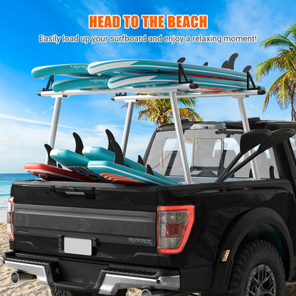 Aluminum Truck Rack, 71"x34" Ladder Rack for Truck, 800lbs Capacity with 8 Non-Drilling c-Clamps, Heavy Duty Truck Bed Rack Two-Bar Set for Kayak, Lumber