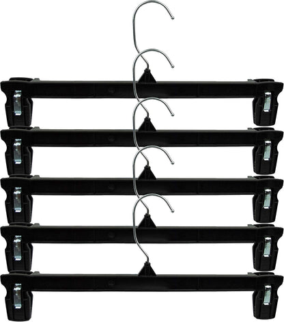 HangOn Pants Hangers, 14 Inch Recycled Plastic with Ridged Clips, Pack of 10 in Black