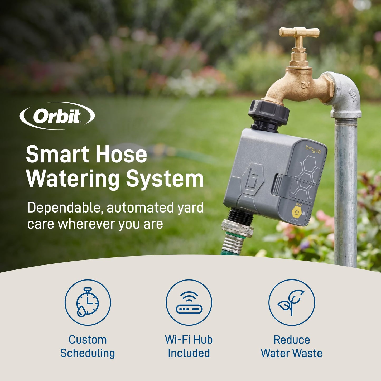 Orbit B-hyve Gen 2 Smart Hose Watering Timer with Wi-Fi Hub - Smart Hose Watering Timer - Wi-Fi System - App Controlled - Weatherproof AA Battery Powered - 90204