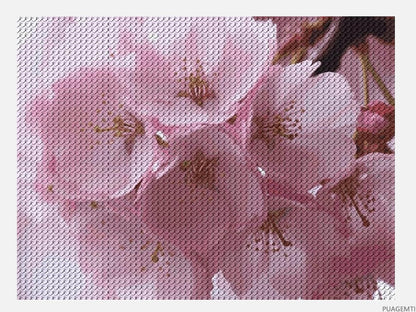 PUAGEMTI 5D Diamond Painting Kits for Adults Beginner Round 5D DIY Diamond Dots Paintings Full Drill Cherry Blossoms Diamond Painting Gem Art Kits for Home Wall Decor 12x16 INCH