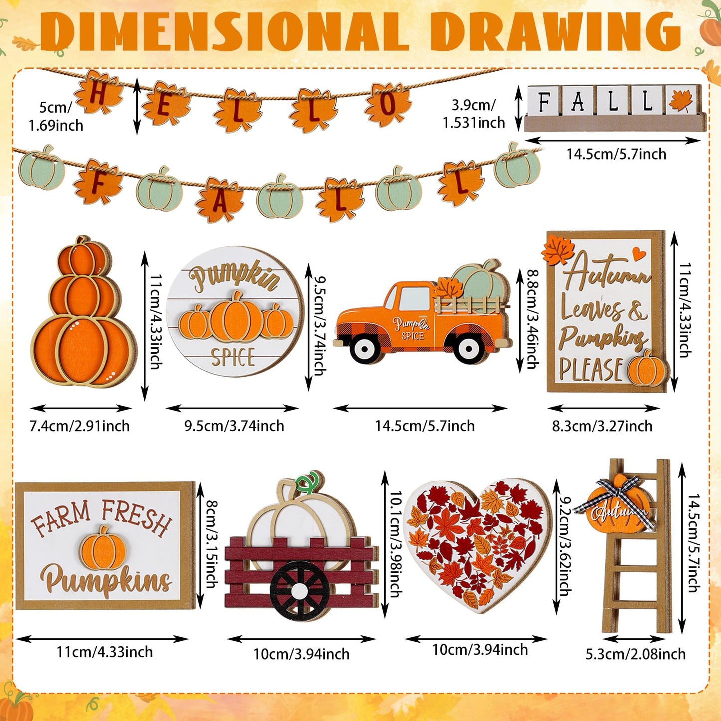 Maitys 23 Pcs Thanksgiving Tiered Tray Decoration Set Fall Pumpkin Maple Leaf Truck Wooden Sign Table Centerpieces Decor for Autumn Thanksgiving Day Farmhouse Kitchen Table Shelf Supplies
