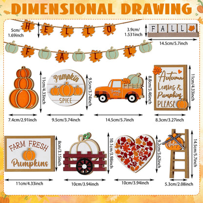 Maitys 23 Pcs Thanksgiving Tiered Tray Decoration Set Fall Pumpkin Maple Leaf Truck Wooden Sign Table Centerpieces Decor for Autumn Thanksgiving Day Farmhouse Kitchen Table Shelf Supplies