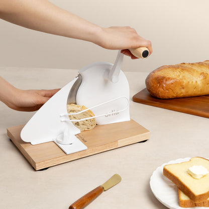 orlia Manual Bread Slicer for Homemade Bread – Adjustable Thickness, Even Slicing Hand-Crank Bread Cutter with Scale Guide, Serrated Blade & Secure Base