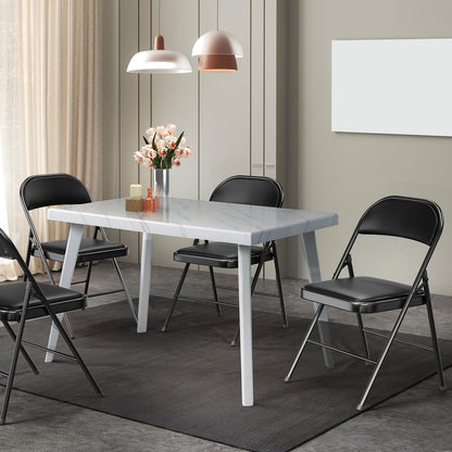 VINGLI 10 Pack Folding Chairs with Padded Seats, Metal Frame with Pu Leather Seat & Back, Capacity 350 lbs, Black