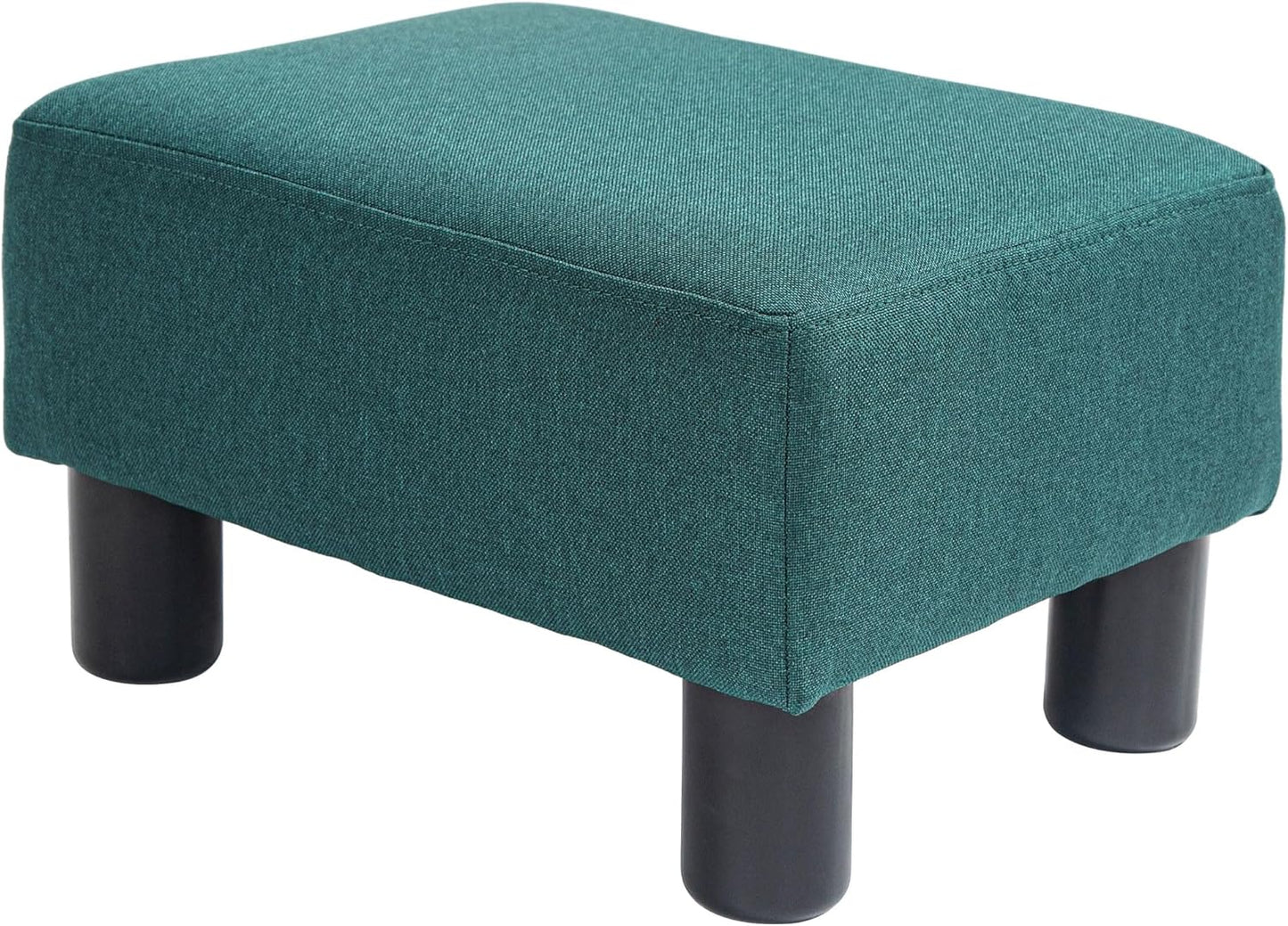 HOMCOM Ottoman Foot Rest, Small Foot Stool with Linen Fabric Upholstery and Plastic Legs, Cube Ottoman for Living Room