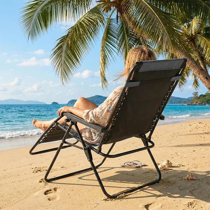 400 lbs, Sweetcrispy Zero Gravity Chairs, Foldable Patio Reclining Chairs with Adjustable Pillow & Cup Holder