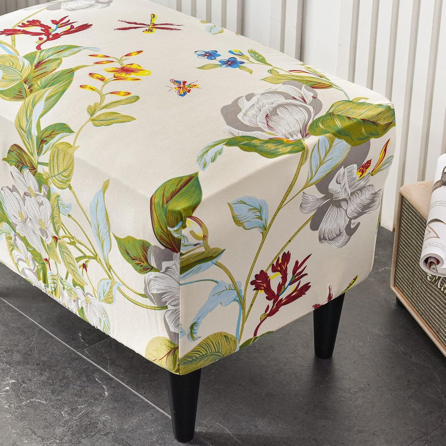 Cover,34 Stretch Ottoman Cover Ottoman Cover Slipcovers Rectangle Footstool Cover Printed Footstool Cover Ottoman