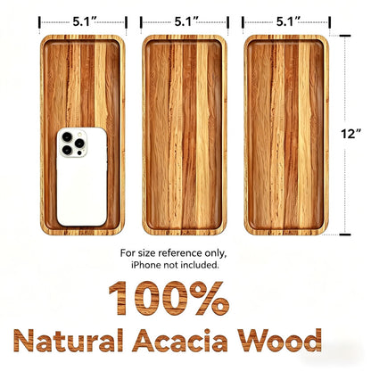 Anyvape Acacia Wood Serving Trays, Set of 3 Wooden Serving Platters for Home Decor, Food, Cheese, Fruit, Vegetables, Charcuterie, Appetizer Serving Tray(11.8 x 5.1 x 0.78 inches)