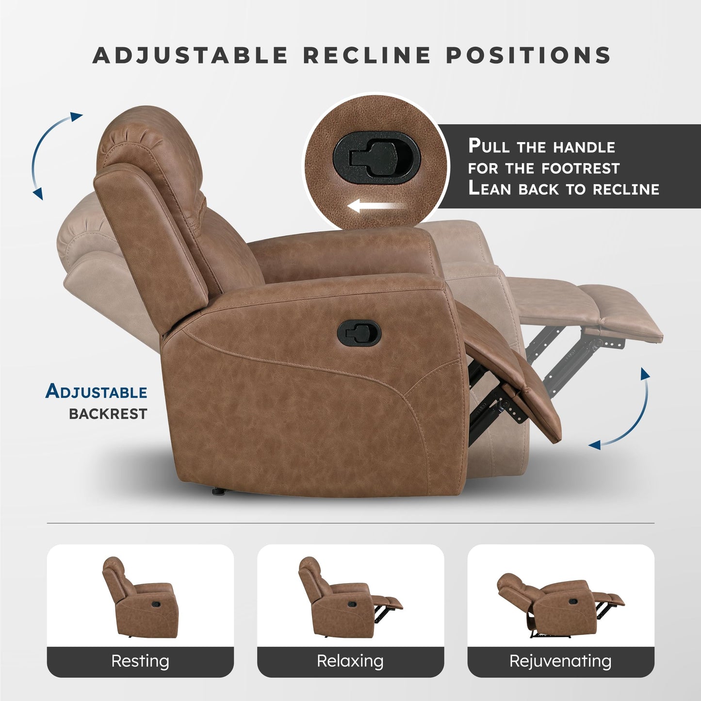 Lexicon 85" W Manual Double Reclining Sofa - Polished Microfiber Wall Hugger Manual 3 Seater Recliner Couch, Comfort Armrests, for Living Room, Home Theater, Easy Assembly, Brown