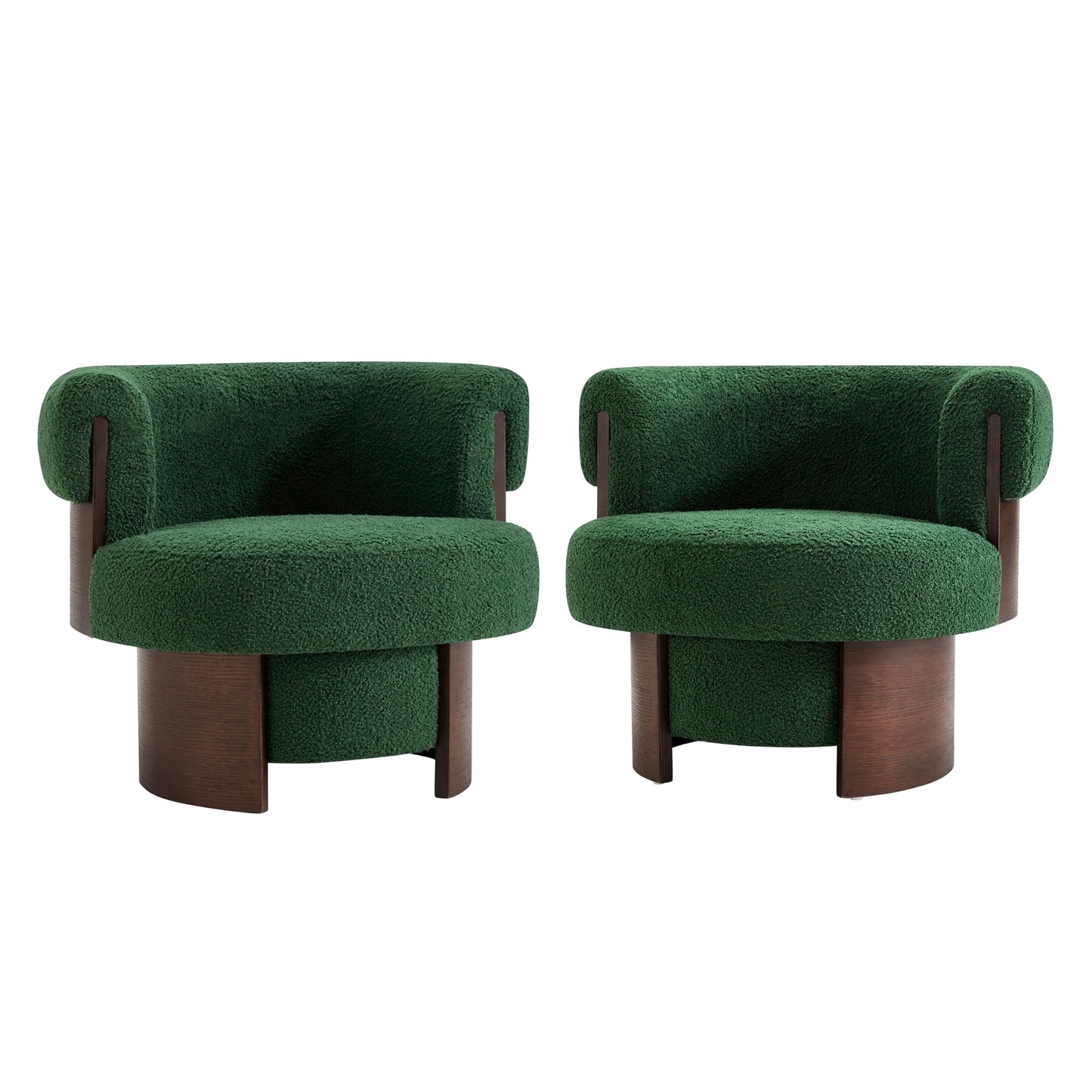 Christopher Knight Home Scrolla Boucle Upholstered 360° Swivel Accent Chair Set of 2, Teddy Fleece Living Room Swivel Barrel Chair, Modern Vanity Chair for Living Room, Bedroom, Green