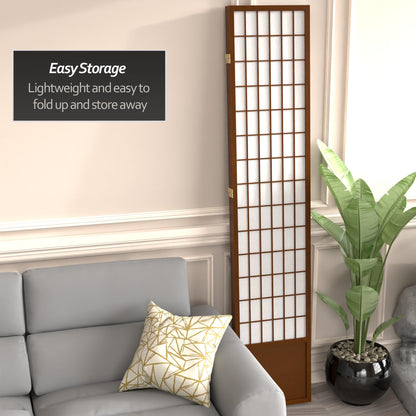 Red Lantern 7 ft. Tall Window Pane Shoji Screen - Walnut - 3 Panels