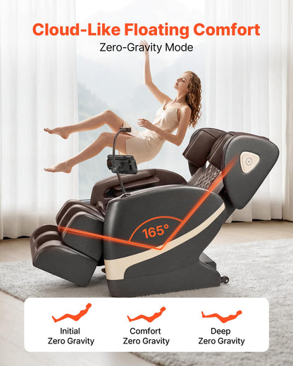 VEVOR Massage Chair, Zero Gravity Full Body Massage Chair with 10-Point Rollers, 5 Automatic Modes, 8 Airbags, Waist & Leg Heating, Bluetooth Speaker, Touchscreen Control, for Home and Office Use