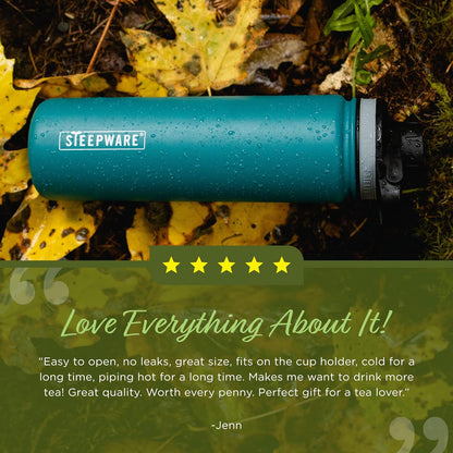 22oz, The Tea Spot Steepware Tea Tumbler and Thermos, Tea Bottle with tea infuser for loose leaf tea or iced coffee