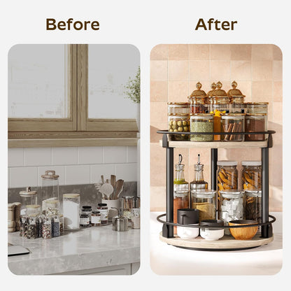 2 Countertop SR22BG YATINEY Lazy Susan Organizer, Rotating Spice Rack, Tier Spice Turntable Organizer, Industrial
