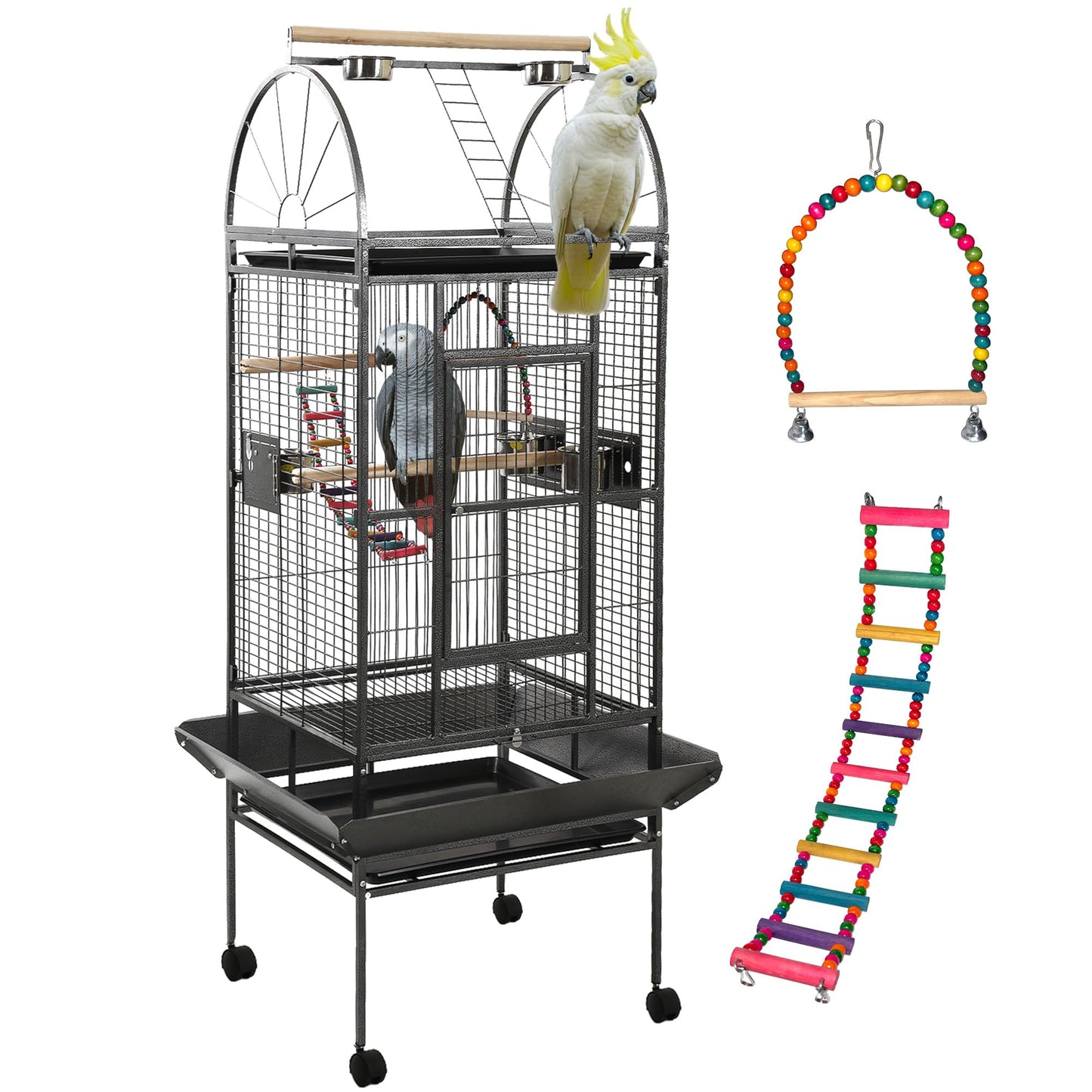 Sinopet 68'' Large Parrot Cage, Large Bird Cages for Parrots,Conure Cage for Birds, Cockatiel Cage with Play Top,Feeders,Slide-Out Tray,Seed Catcher,Birdcage Toys for Cockatoo,African Grey,Lovebird