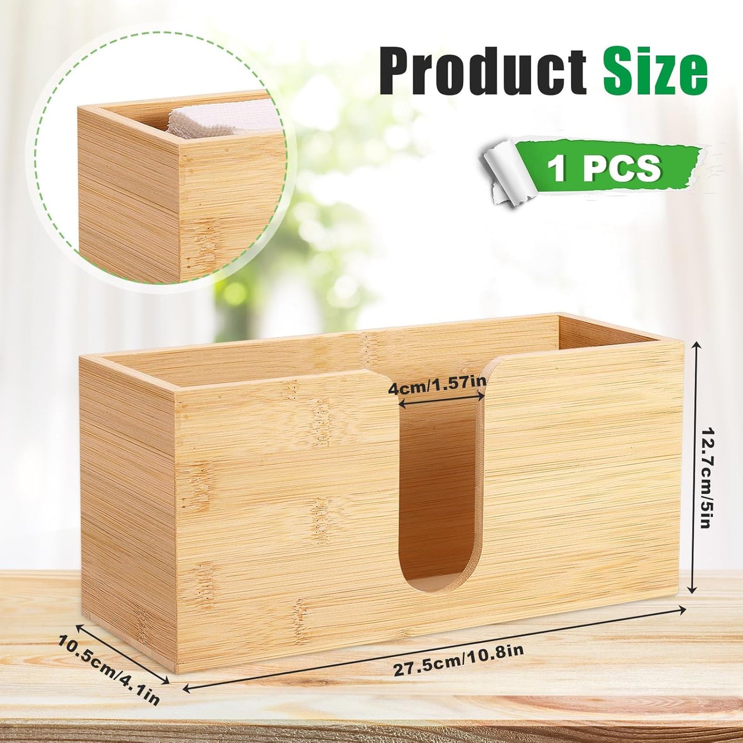 AFOROEOA Countertop 10.8'' 4'' 5'' Bamboo Paper Towel Dispenser Folded Paper Towel Holder Trifold Napkin Holder