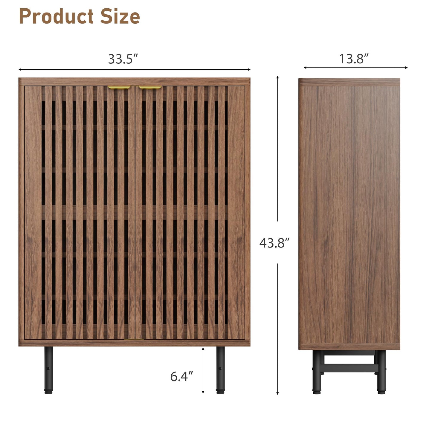 MilleLoom 6-Tier Shoe Cabinet with Doors, Wooden Shoe Storage Cabinet Organizer, Louvered Doors, Freestanding Narrow Entryway & Hallway Shoe Rack, Holds 24 Pairs, Dark Walnut