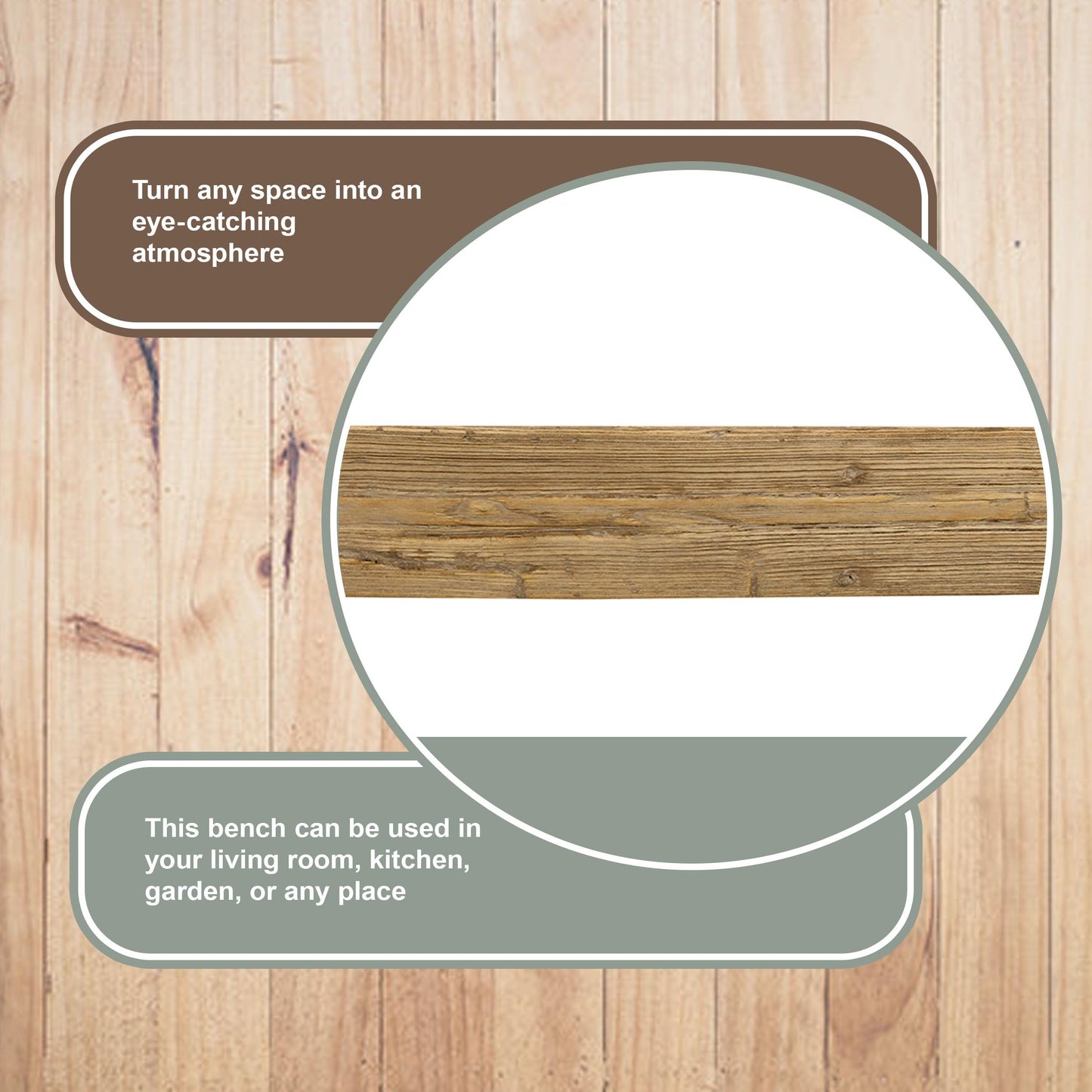Artissance Rustic Natural Wood Noodle Bench, Long Wooden Entryway Bench, Weathered Farmhouse Indoor Outdoor Seating, End of Bed or Dining Room Bench Decor